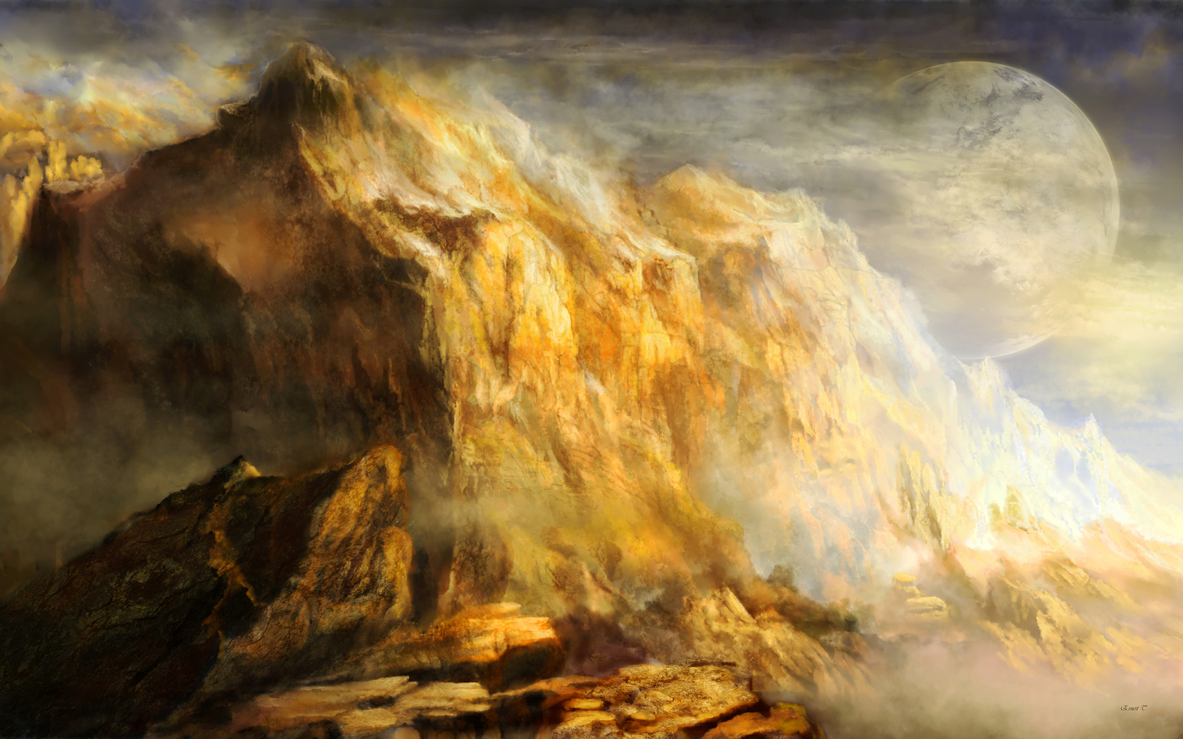 Fantasy - Landscape  Artistic Mountain Fog Wallpaper