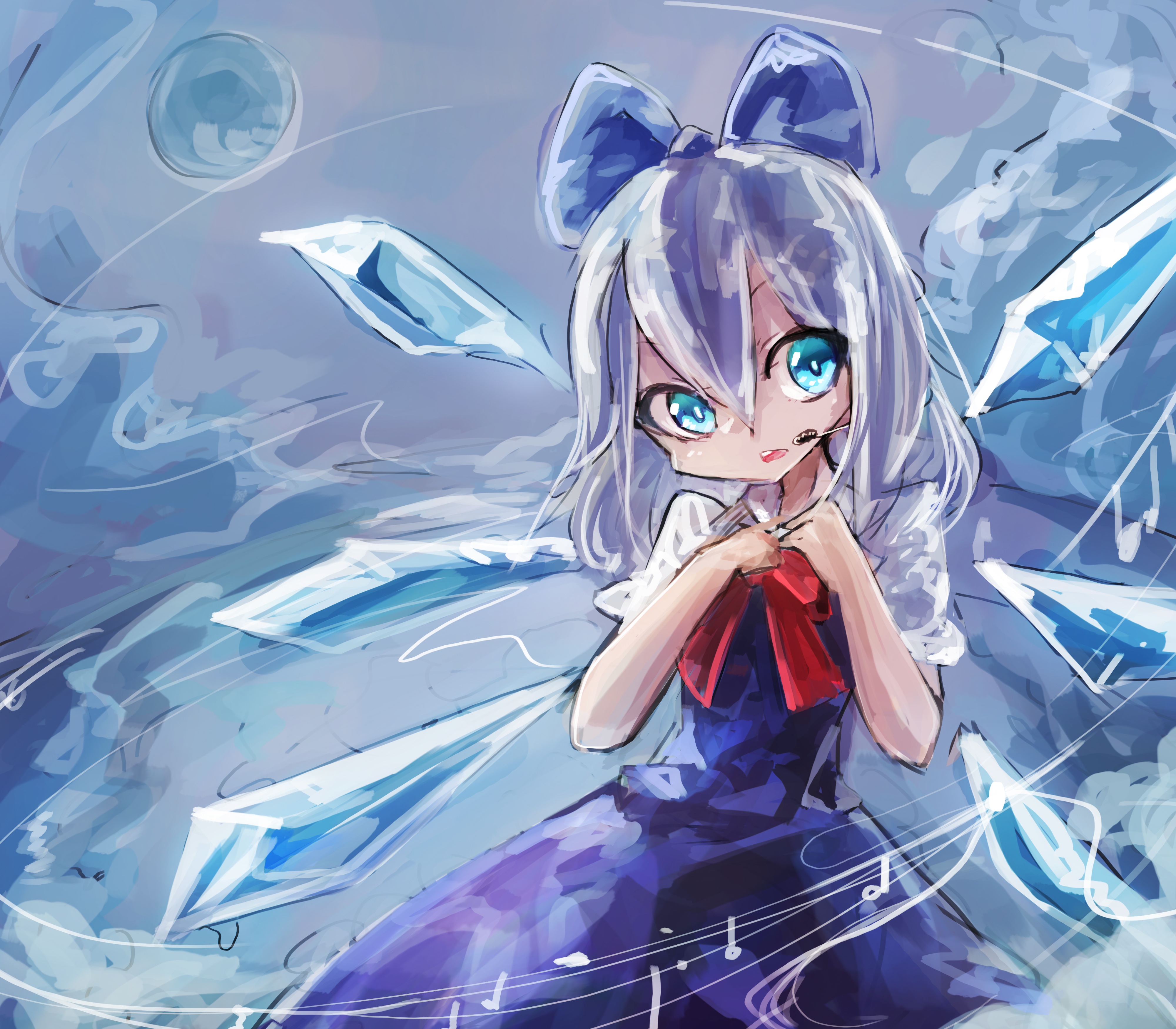 Download Cirno (Touhou) Anime Touhou 4k Ultra HD Wallpaper by メンヤンん