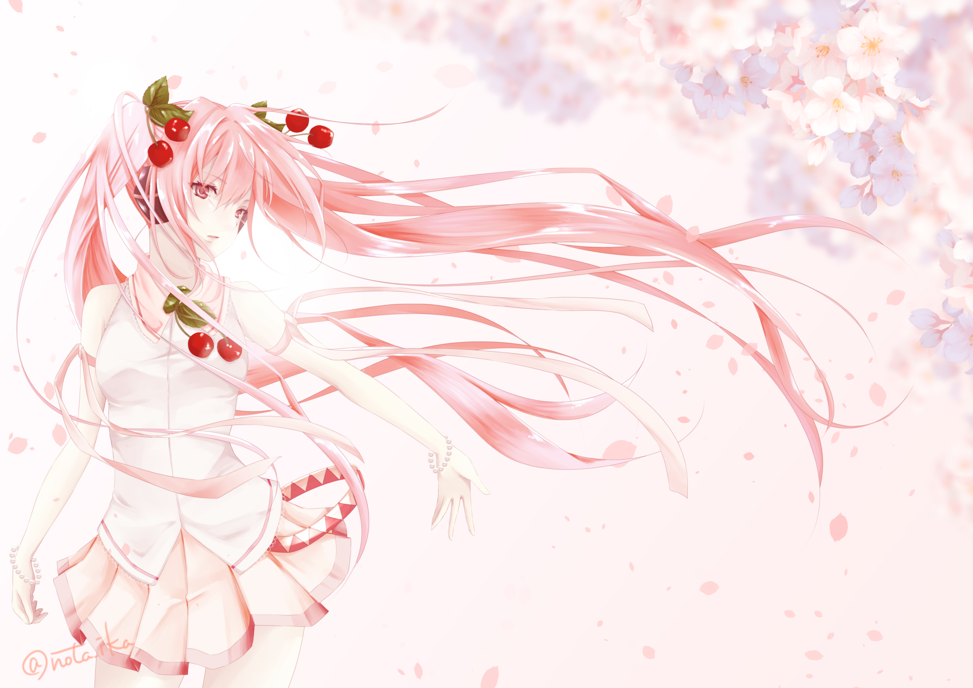 Download Sakura Miku Anime Vocaloid 4k Ultra HD Wallpaper by NoTa