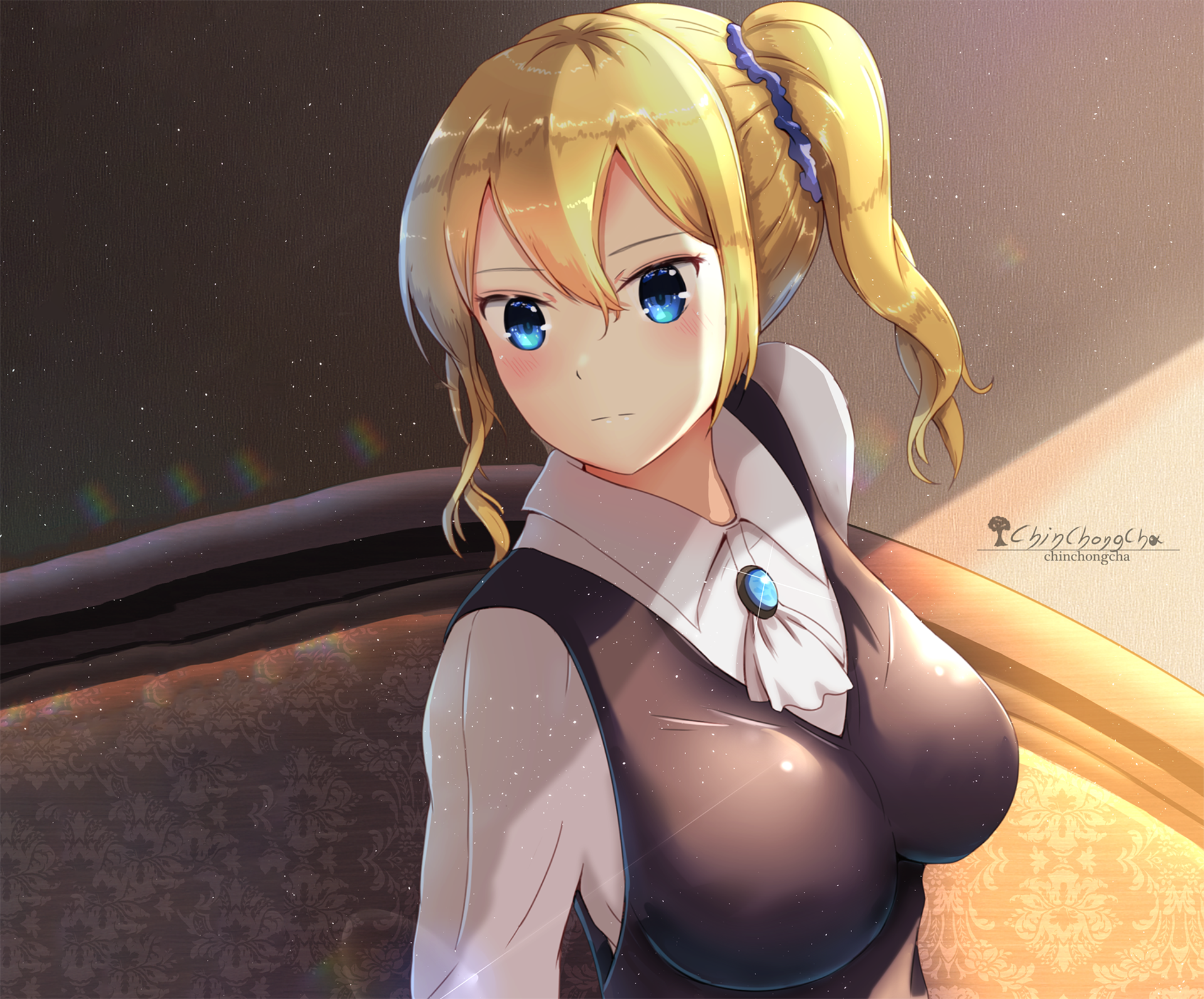 HD PC wallpaper featuring Ai Hayasaka from the anime Kaguya-sama: Love is War, showcasing her with a composed expression and detailed shading.