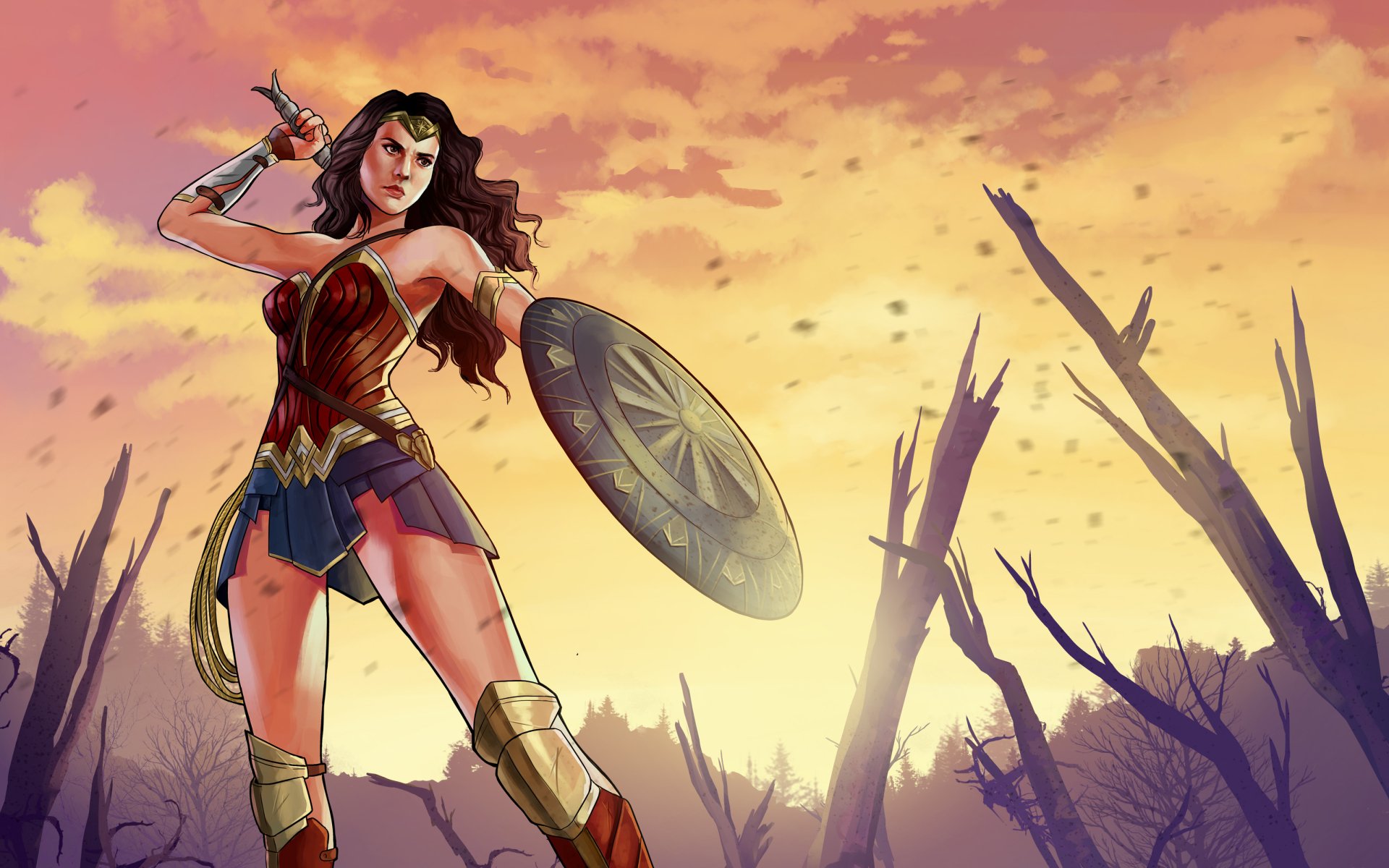 Download Black Hair Woman Warrior DC Comics Shield Comic Wonder Woman HD Wallpaper