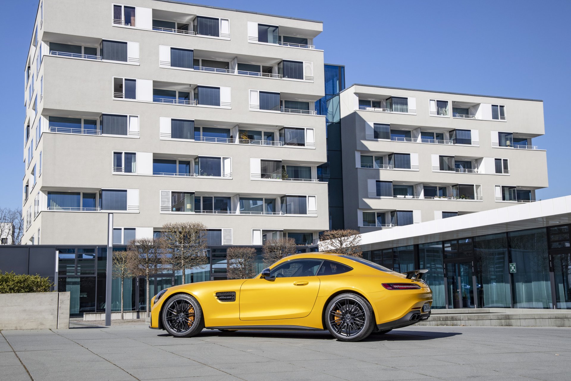 Download Supercar Yellow Car Car Mercedes-AMG Mercedes-AMG GT Vehicle Mercedes-AMG GT S 4k Ultra HD Wallpaper
