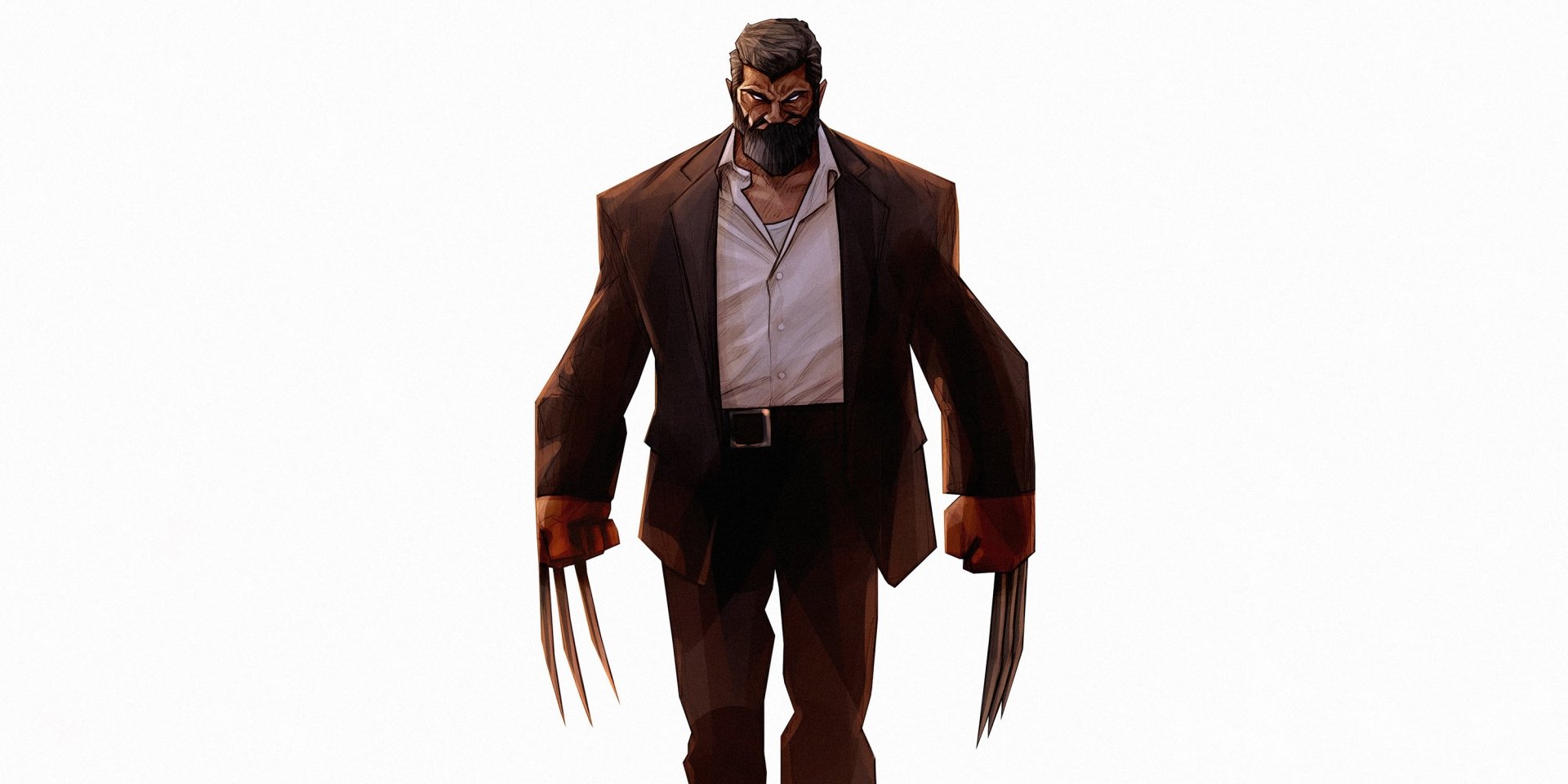 HD desktop wallpaper featuring Logan James Howlett, portrayed by Hugh Jackman as Wolverine from the movie Logan, showcasing a striking, intense pose with extended claws.