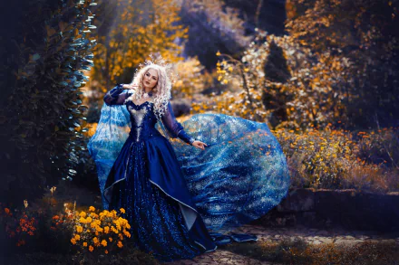 blonde blue dress woman model HD Desktop Wallpaper | Background Image