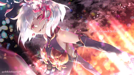 HD desktop wallpaper featuring Kama from Fate/Grand Order. This anime character is surrounded by vibrant colors and dynamic lighting, enhancing the dramatic and mystical atmosphere.