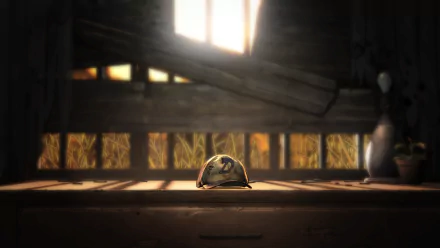 HD PC desktop wallpaper from the video game The Walking Dead: The Final Season, featuring a worn hat illuminated by light in a dim wooden interior.