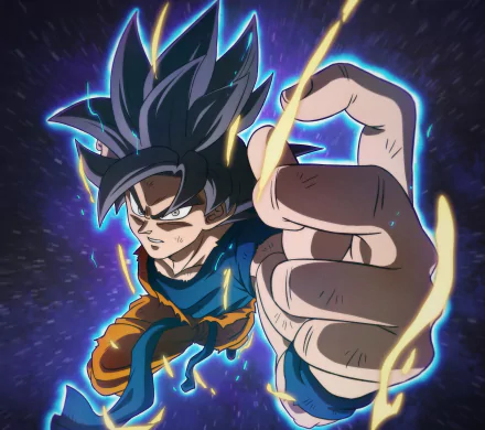 HD PC desktop wallpaper featuring Goku in Ultra Instinct form from Dragon Ball Super: Broly, showcasing dynamic anime action and intense energy effects.
