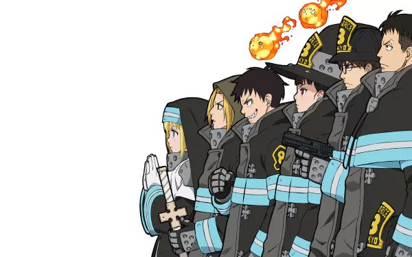 Maki Oze Akitaru Oubi Shinra Kusakabe Iris (Fire Force) Takehisa Hinawa Arthur Boyle Anime Fire Force HD Desktop Wallpaper | Background Image