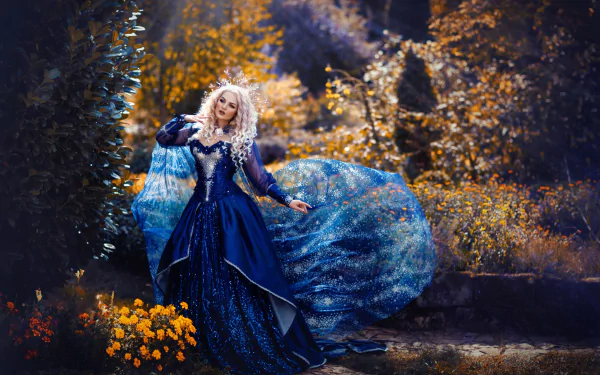 blonde blue dress woman model HD Desktop Wallpaper | Background Image