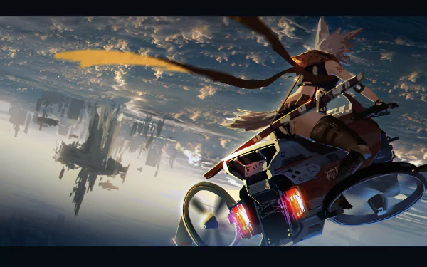 Anime Original upside down bike katana vehicle HD Desktop Wallpaper | Background Image