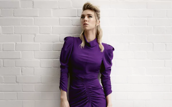 purple dress blue eyes blonde English actress Celebrity Vanessa Kirby HD Desktop Wallpaper | Background Image