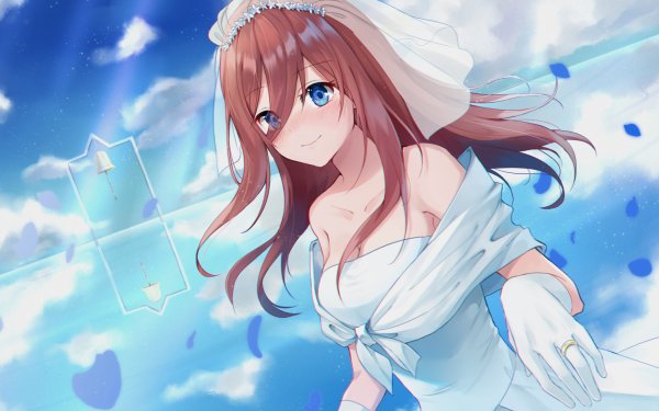 Anime The Quintessential Quintuplets Wedding Dress Miku Nakano Fondo de pantalla HD | Fondo de Escritorio