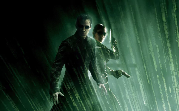 Carrie-Anne Moss Keanu Reeves movie The Matrix Reloaded HD Desktop Wallpaper | Background Image