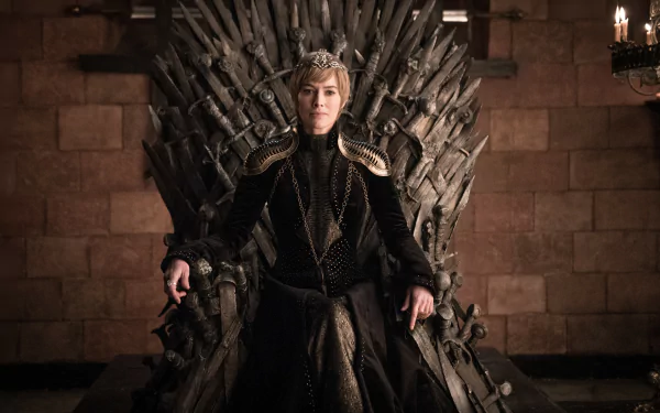 Lena Headey as Cersei Lannister sits commanding on the Iron Throne in this 4K Ultra HD Game of Thrones TV show desktop wallpaper.