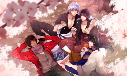 Sakamoto Tatsuma Gintoki Sakata Kotaro Katsura Shinsuke Takasugi Anime Gintama HD Desktop Wallpaper | Background Image