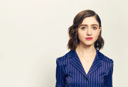 blue eyes brunette lipstick actress American Celebrity Natalia Dyer HD Desktop Wallpaper | Background Image