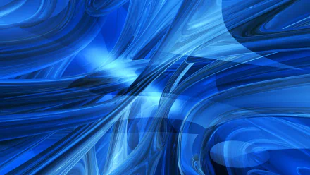 HD PC desktop wallpaper: abstract blue composition of glossy, flowing curves and layered ribbons creating luminous waves and a sense of depth.