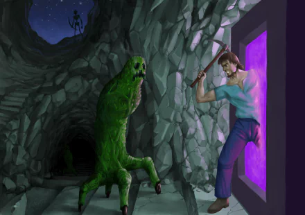  Fighting a scary re-imagined creeper by Andrew Carpenter