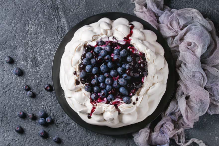 pavlova still life blueberry fruit meringue dessert berry food cake HD Desktop Wallpaper | Background Image