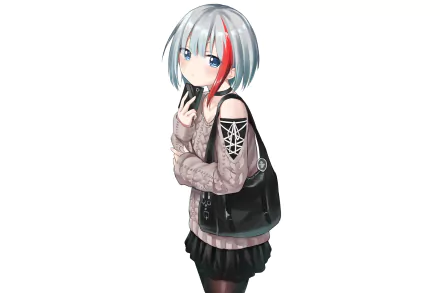 HD PC desktop wallpaper featuring Admiral Graf Spee from Azur Lane in anime style, showcasing her silver hair with red highlights and casual outfit.