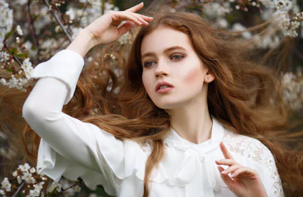 long hair redhead mood woman model HD Desktop Wallpaper | Background Image