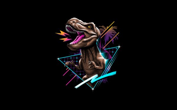Artístico Retro Dinosaurio Onda retro Tyrannosaurus Rex Fondo de pantalla HD | Fondo de Escritorio