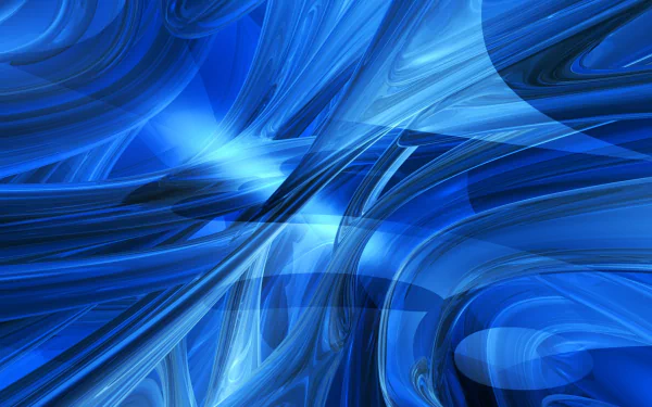 HD PC desktop wallpaper: abstract blue composition of glossy, flowing curves and layered ribbons creating luminous waves and a sense of depth.