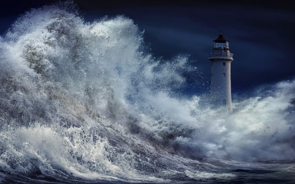 Man Made Lighthouse Wave Storm HD Wallpaper | Background Image