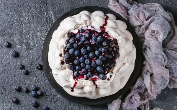 Food Cake Berry Dessert Meringue Fruit Blueberry Still Life Pavlova HD Wallpaper | Background Image