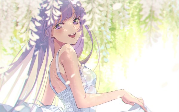 Anime Original Long Hair Purple Hair Purple Eyes White Dress HD Wallpaper | Background Image