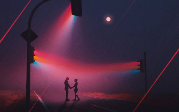  Couple in Glow of Traffic Lights