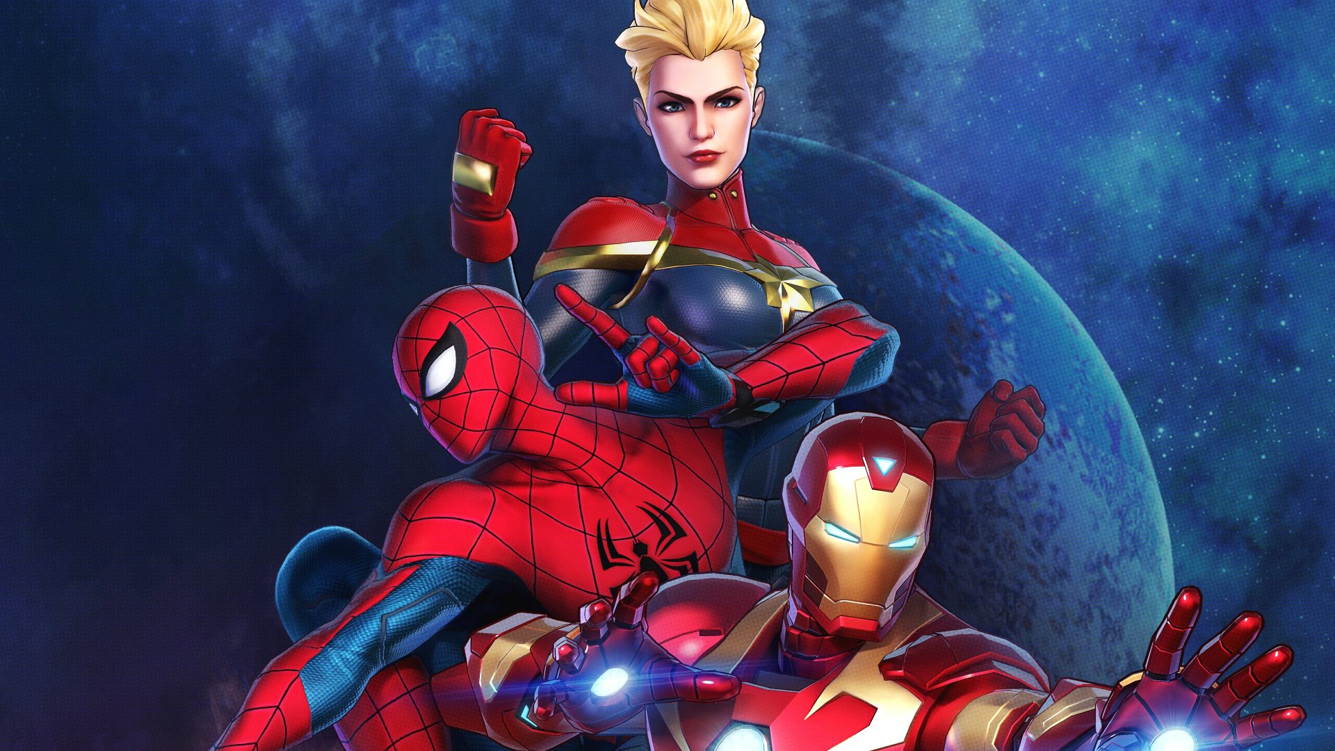 Download Carol Danvers Iron Man Spider Man Captain Marvel Video Game Marvel  Ultimate Alliance 3: The Black Order 8k Ultra HD Wallpaper