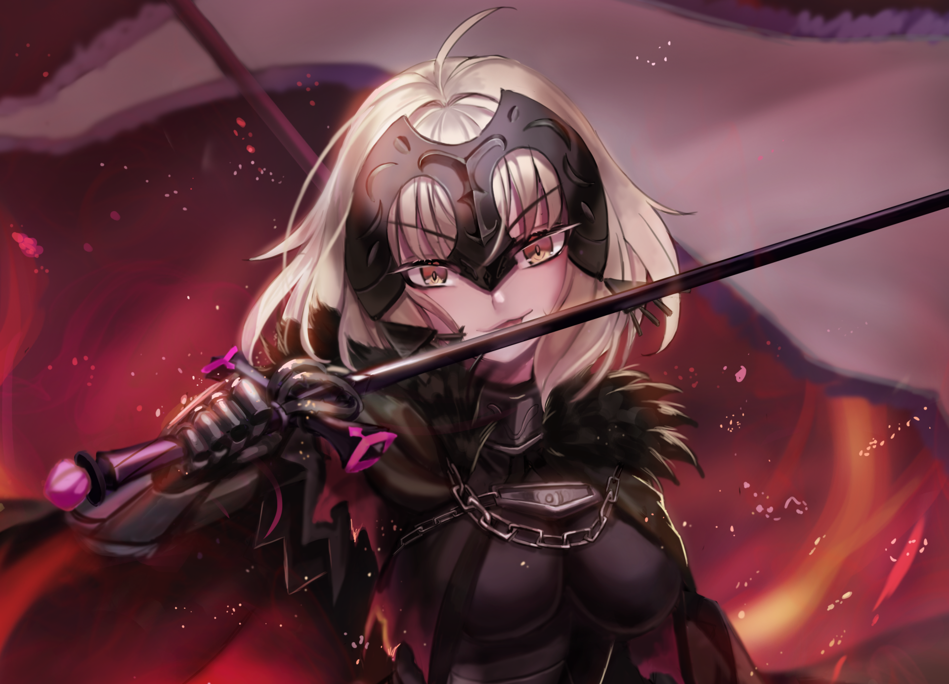 Download Fire Sword Yellow Eyes Short Hair Avenger (Fate/Grand Order ...