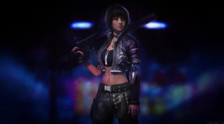 black hair tattoo short hair cyberpunk weapon gun Sci Fi cyborg HD Desktop Wallpaper | Background Image