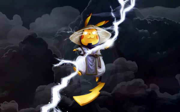 Pokemon Pikachu Raiden (Mortal Kombat) Mortal Kombat lightning cloud video game crossover HD Desktop Wallpaper | Background Image