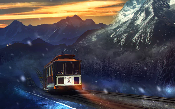 A high-definition desktop wallpaper featuring a vintage tram vehicle, adding a classic touch to your computer background.