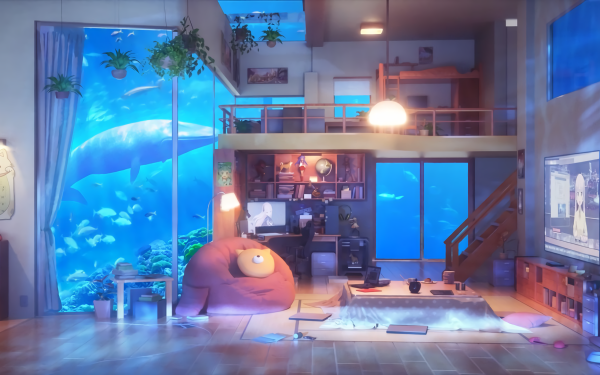 Anime Room Living Room Lofi HD Wallpaper | Background Image