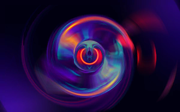 Abstract 4K Ultra HD desktop wallpaper featuring a vibrant blue and red spiral design with dynamic, swirling patterns and glowing highlights.