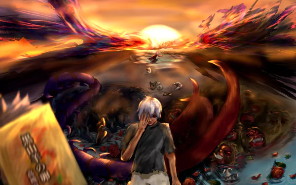 mask sunset Kagune (Tokyo Ghoul) Ken Kaneki Anime Tokyo Ghoul anime sunset HD Desktop Wallpaper | Background Image