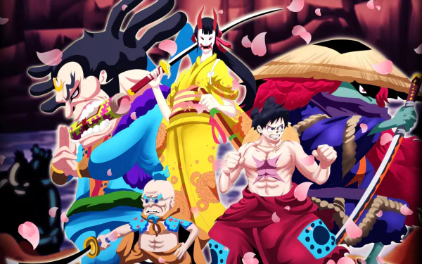 Kawamatsu (One Piece) Monkey D. Luffy Kiku (One Piece) Hyogoro (One Piece) Raizo (One Piece) Anime One Piece HD Desktop Wallpaper | Background Image