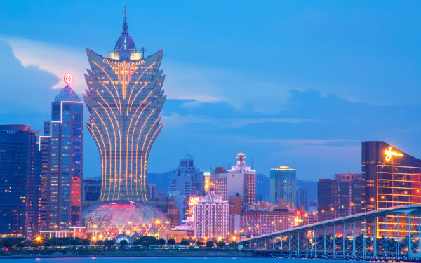grand lisboa hotel skyscraper city night building China man made Macau HD Desktop Wallpaper | Background Image