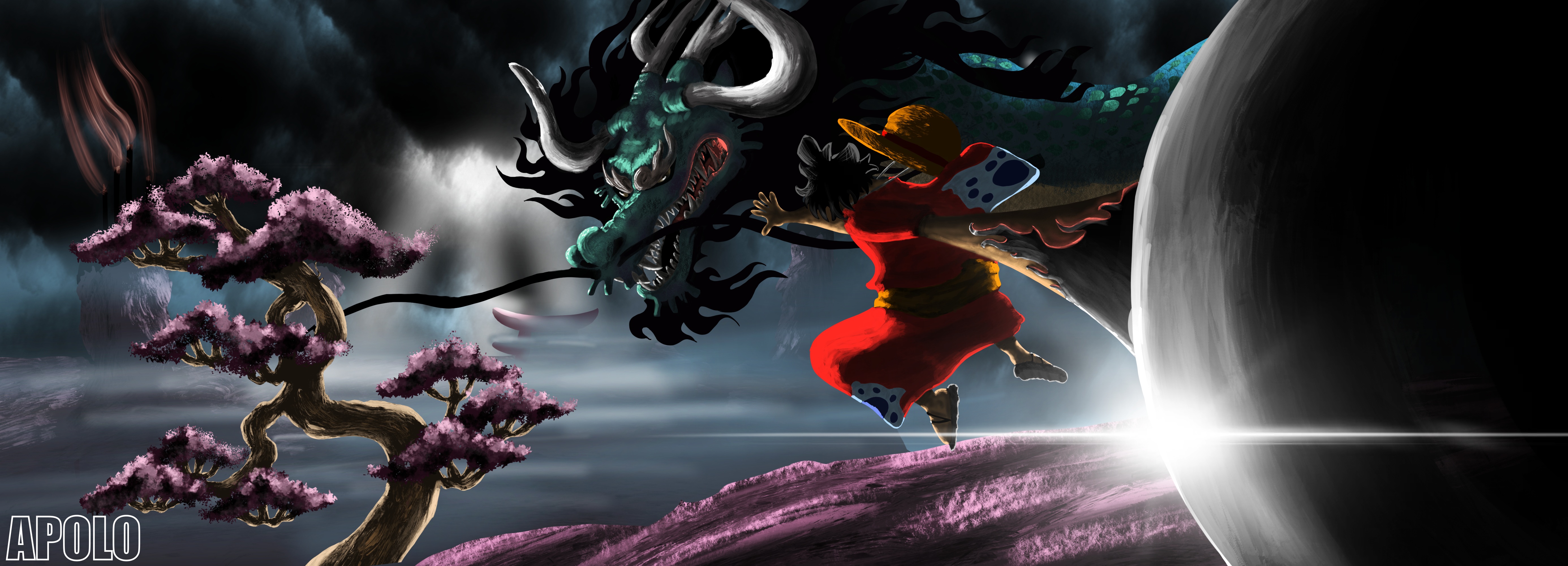 Luffy vs Kaido Dragon by apolo