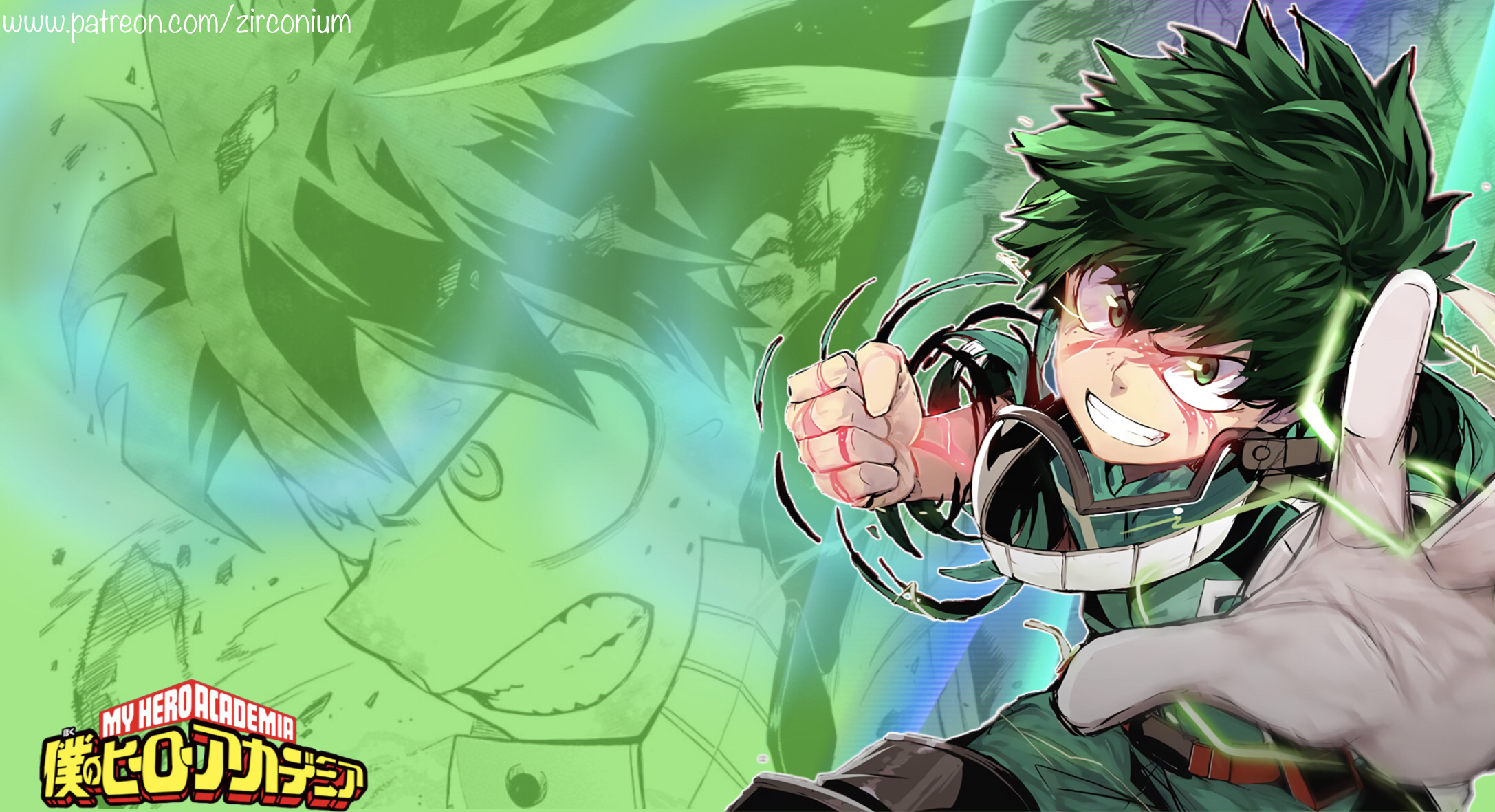 Izuku Midoriya using his quirk HD Wallpaper | Background Image