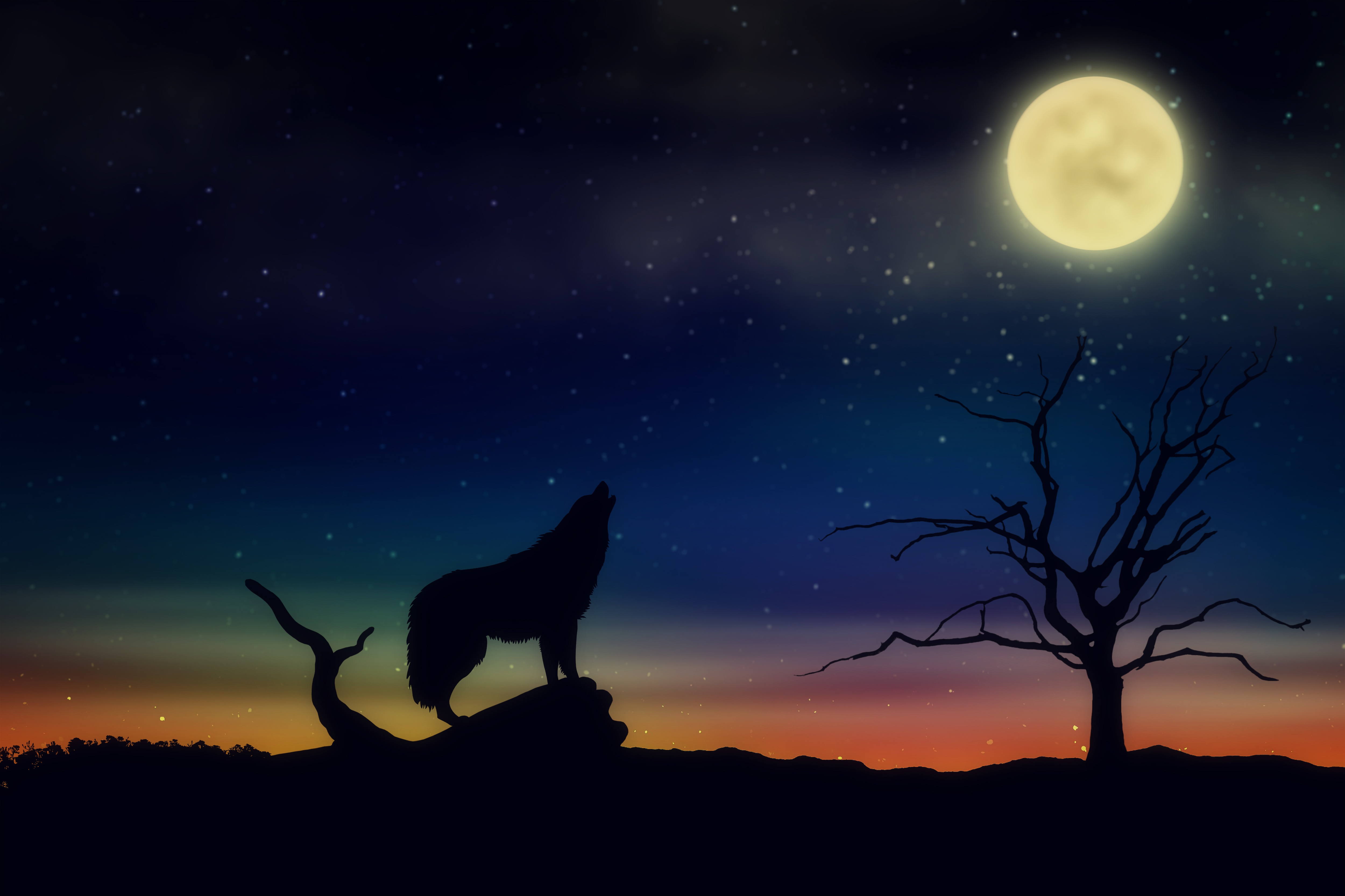 Fantasy Wolf Howling at the Moon by DarkWorkX