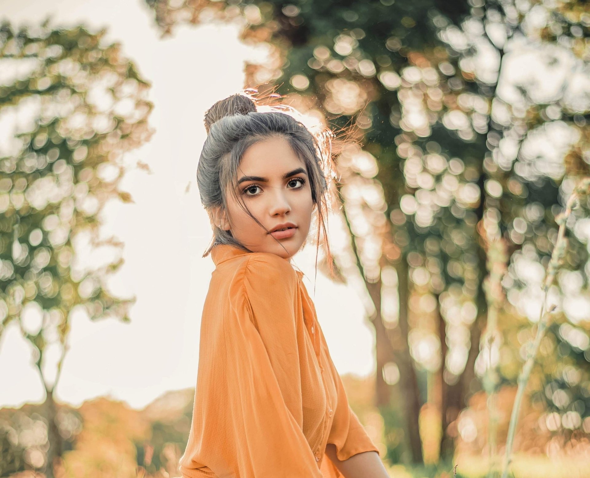 Download Brunette Depth Of Field Bokeh Woman Model HD Wallpaper by Renato Abati