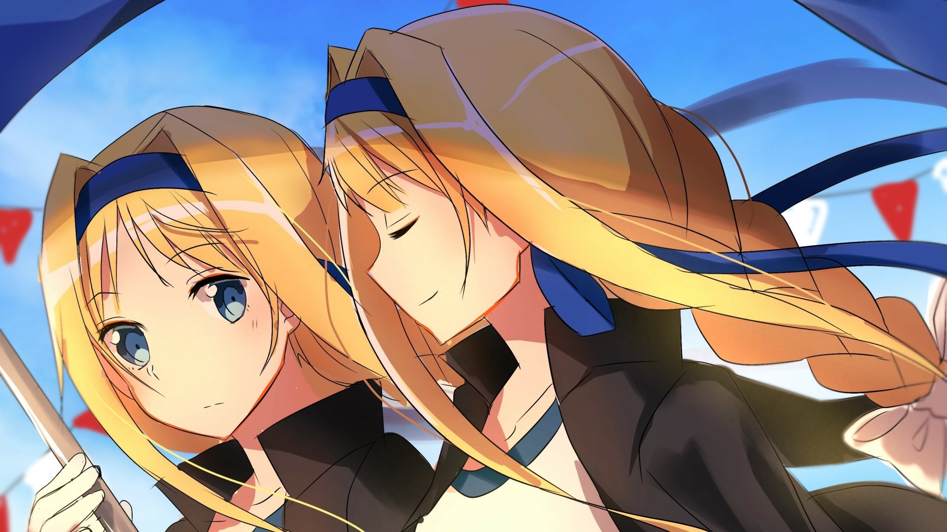 HD PC desktop wallpaper featuring Alice Zuberg from the anime Sword Art Online: Alicization, showcasing her with flowing blonde hair and a serene expression.