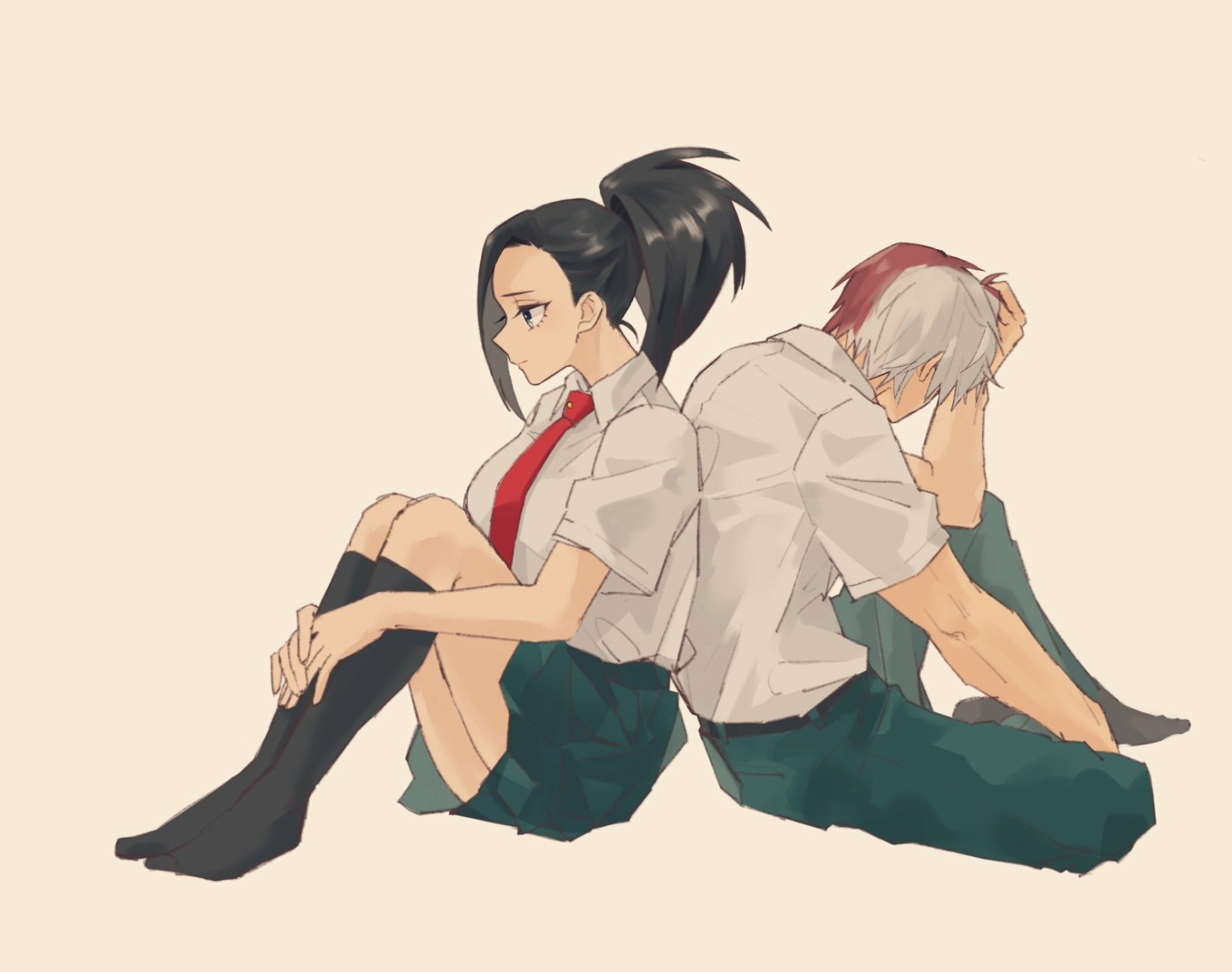 Download Momo Yaoyorozu Shoto Todoroki Anime My Hero Academia HD Wallpaper by Honwaka太郎