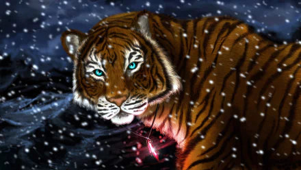 snowfall fantasy tiger HD Desktop Wallpaper | Background Image