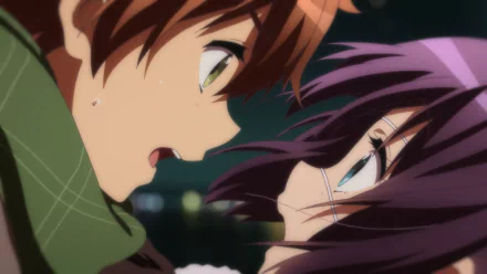 HD anime desktop wallpaper featuring Yūta Togashi and Rikka Takanashi from Love Chunibyo & Other Delusions in an emotional close-up moment.