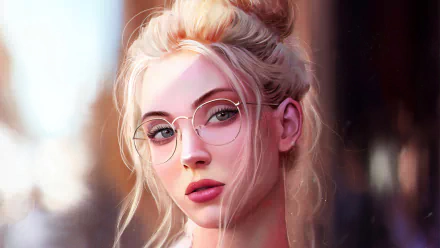 lipstick blonde glasses face woman artistic HD Desktop Wallpaper | Background Image